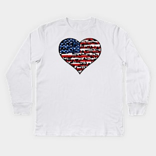 Heart shape made of guns, american flag Kids Long Sleeve T-Shirt